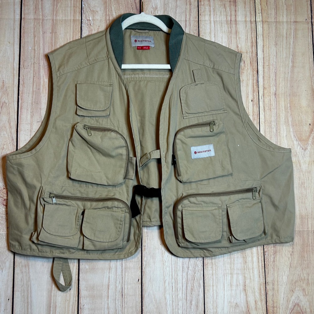 Redington Fly Fishing Vest Mens 2XL/3XL Tan Multi-Pocket Utility Gorpcore